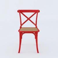 Kit 10 Cadeiras Katrina X Vermelha Assento Bege Aço Asturias - Cor: Vermelho - 8