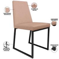 Kit 06 Cadeiras Para Sala De Jantar Base Aço Preto L02 Rosê - 1