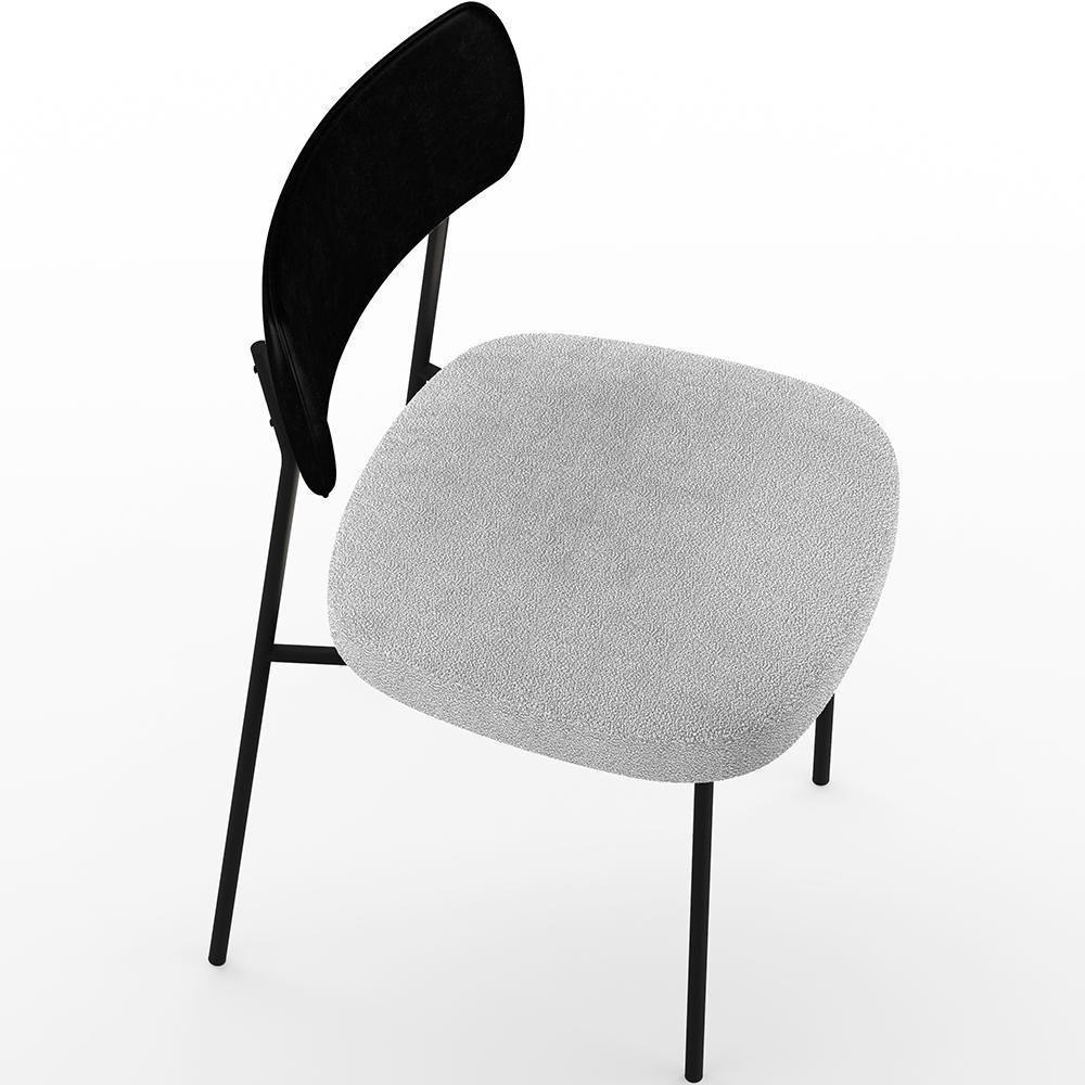 Kit 04 Cadeiras Para Sala De Jantar L02 Preto Bouclê Cinza - 2