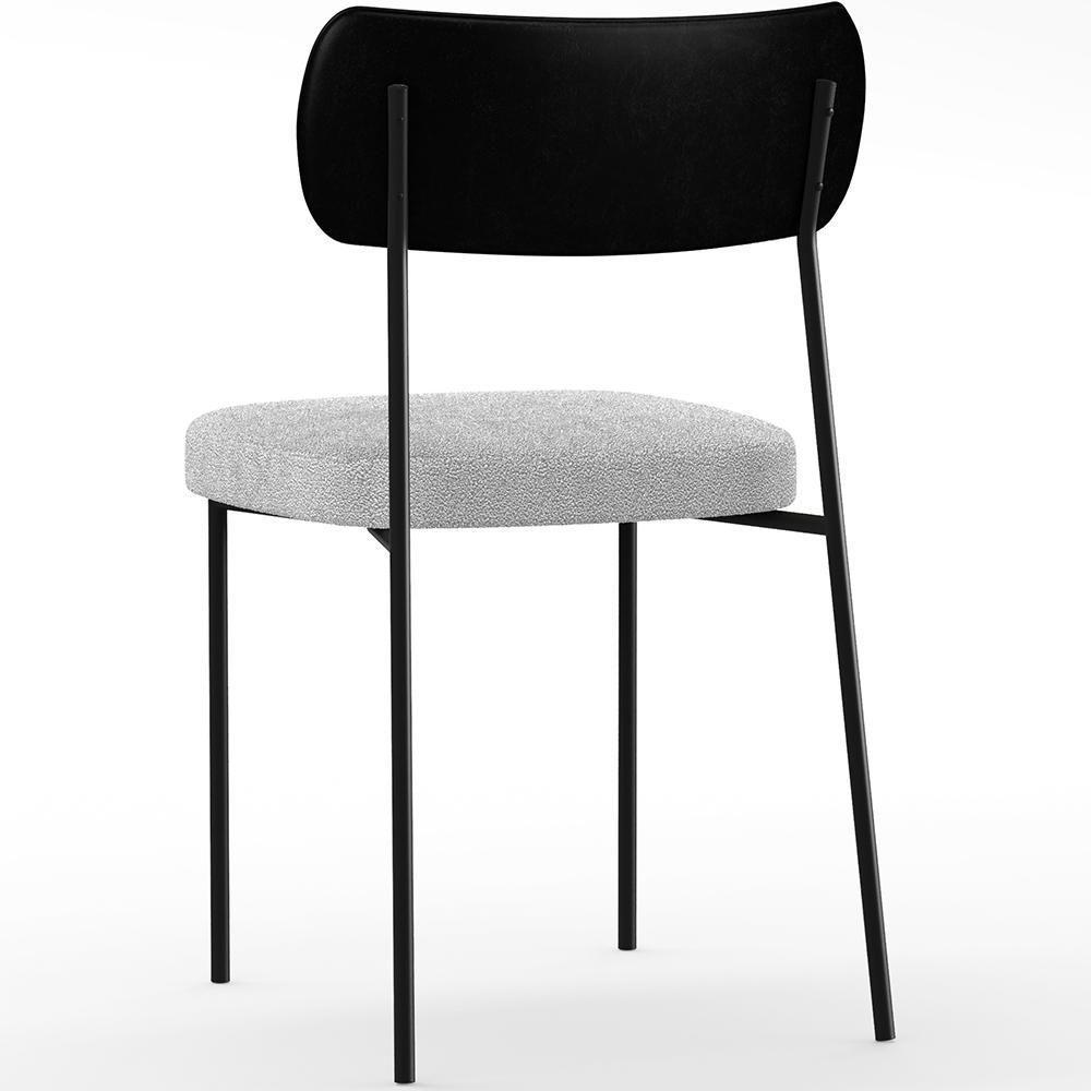 Kit 04 Cadeiras Para Sala De Jantar L02 Preto Bouclê Cinza - 4