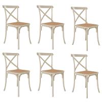 Kit 6 Cadeiras Cross Katrina X Off White Assento Bege Aço Asturias - 1