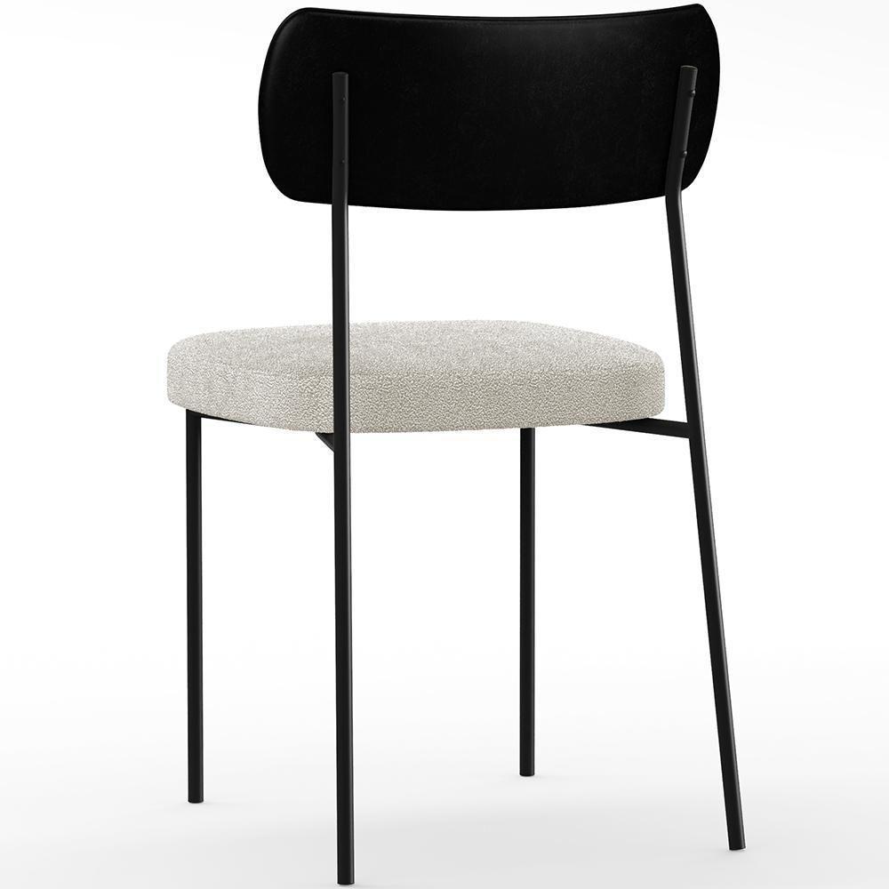 Kit 04 Cadeiras Para Sala De Jantar L02 Preto Bouclê Creme - 3