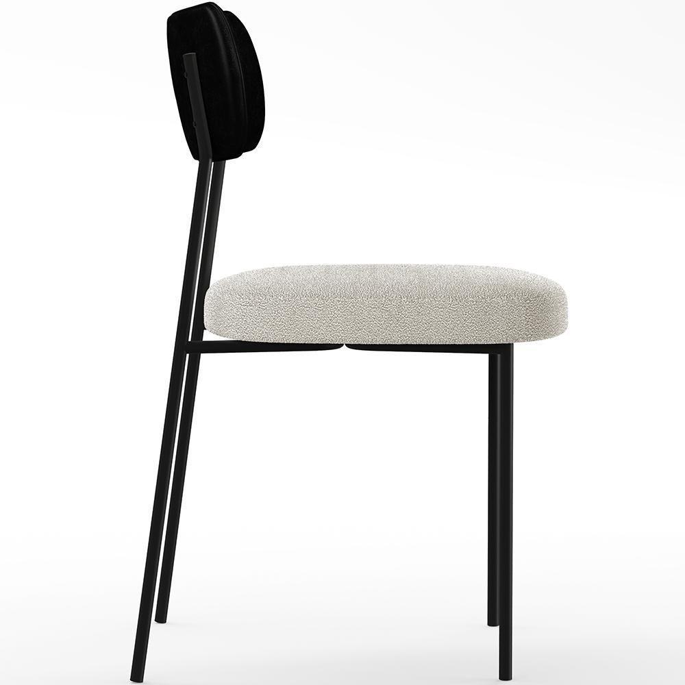 Kit 04 Cadeiras Para Sala De Jantar L02 Preto Bouclê Creme - 4
