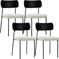 Kit 04 Cadeiras Para Sala De Jantar L02 Preto Bouclê Creme - 1