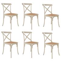 Kit 6 Cadeiras Katrina X Off White Assento Bege Aço Asturias - Cor: Branco - 1