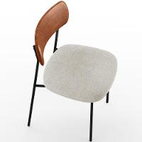 Cadeira Estofada Para Sala De Jantar L02 Camel Bouclê Creme - 2