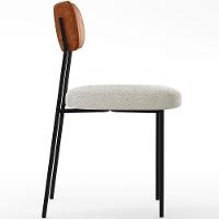 Cadeira Estofada Para Sala De Jantar L02 Camel Bouclê Creme