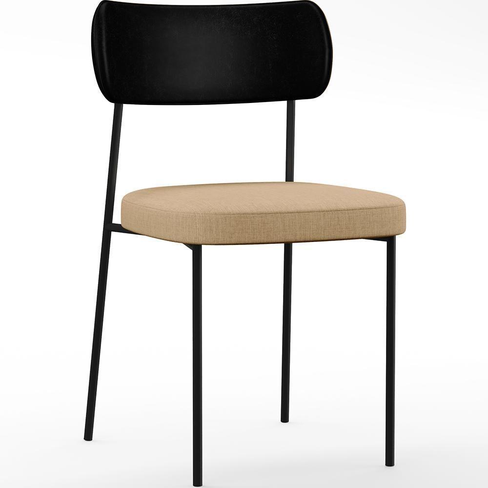 Cadeira Para Sala De Jantar Melina L02 Preto Bege Escuro - 1