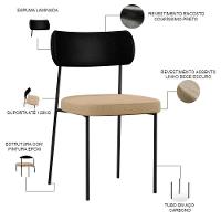 Cadeira Para Sala De Jantar Melina L02 Preto Bege Escuro - 6