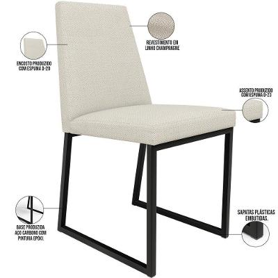 Kit 04 Cadeiras Sala De Jantar L02 Champagne
