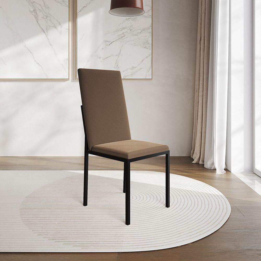 Kit 2 Cadeiras De Jantar Estofadas Mônaco Premium Marrom - Cor: Preto - 4