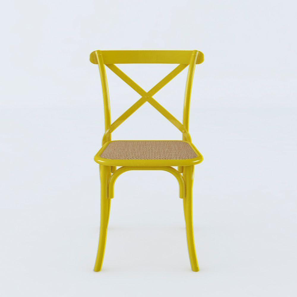 Kit 10 Cadeiras Cross Katrina X Amarela Assento Bege Aço Asturias - 3