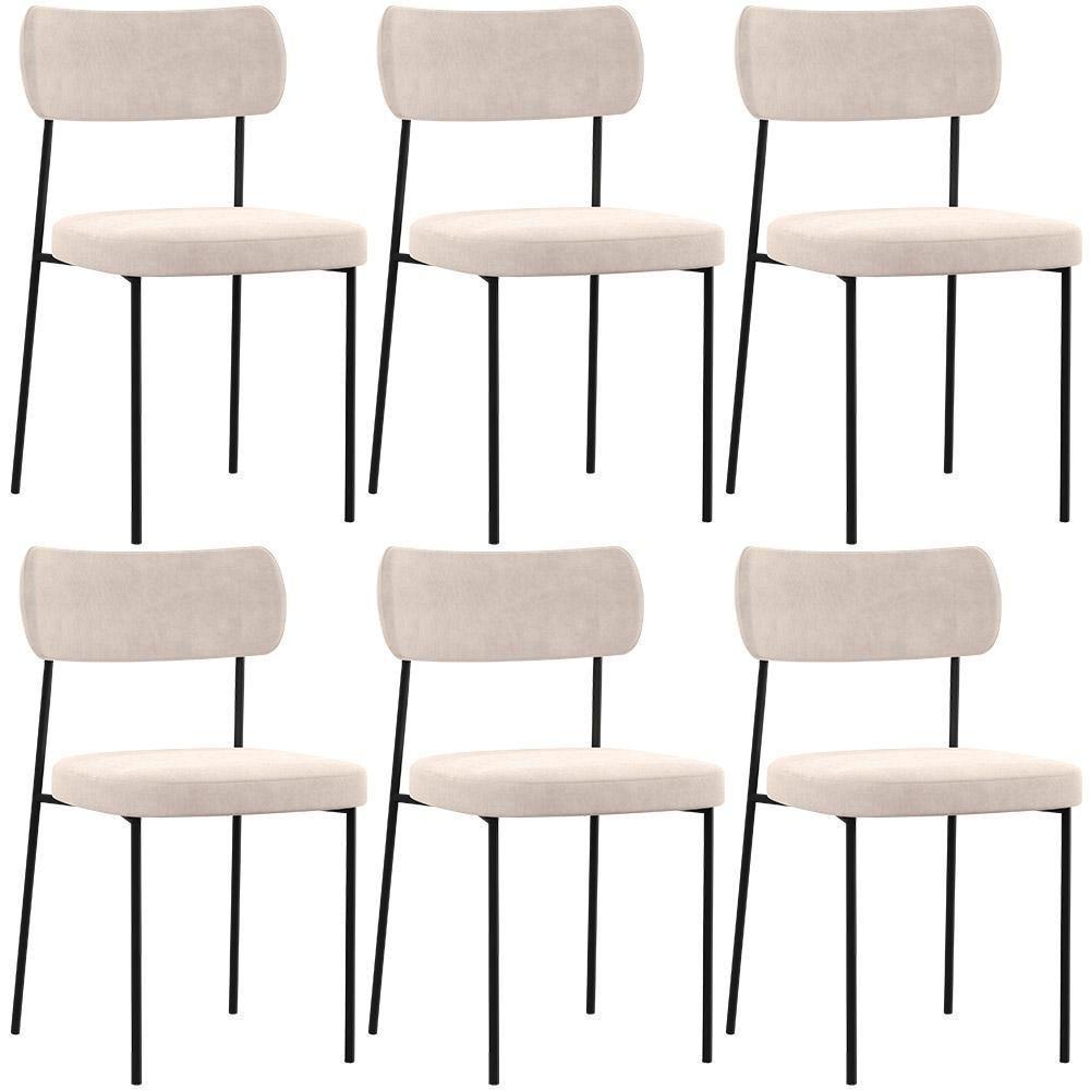 Kit 06 Cadeiras Sala De Jantar L02 Suede Bege - 1