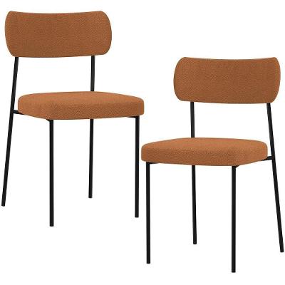 Kit 02 Cadeiras Estofadas Para Sala De Jantar Melina L02 Bouclê Terracota