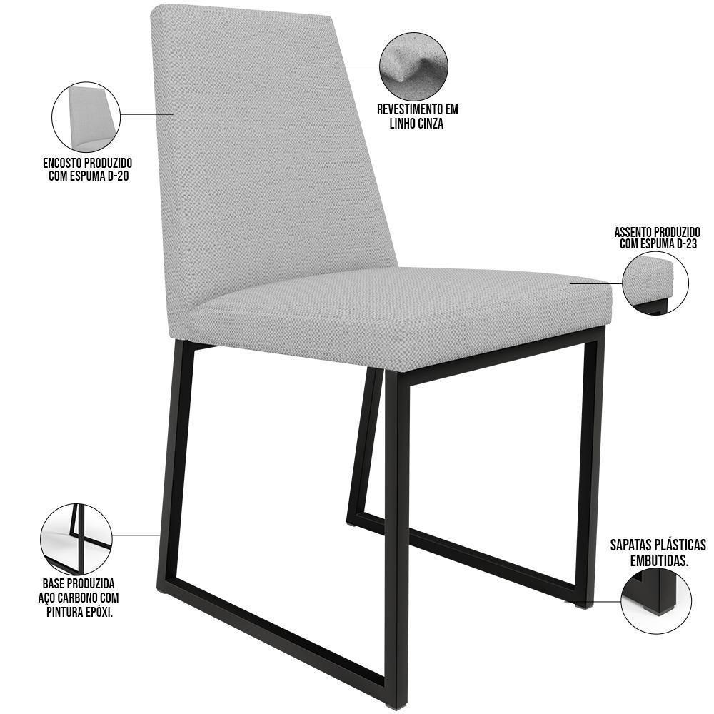 Kit 02 Cadeiras Sala De Jantar L02 Cinza - 6
