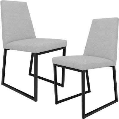 Kit 02 Cadeiras Sala De Jantar L02 Cinza