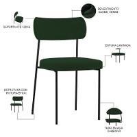Kit 04 Cadeiras Sala De Jantar L02 Suede Verde Musgo - 6