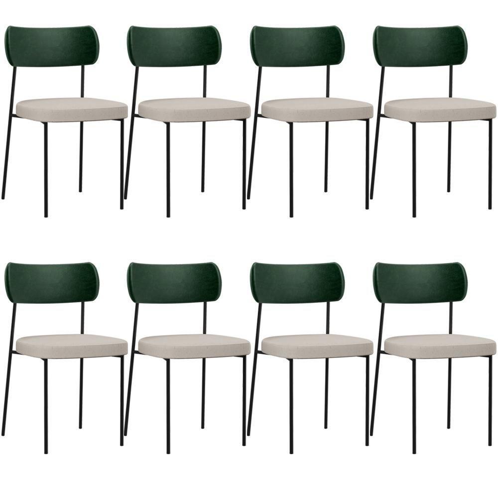 Kit 08 Cadeiras Para Sala De Jantar L02 Verde Musgo Cru - 1
