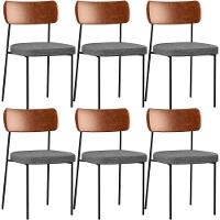 Kit 06 Cadeiras Sala De Jantar L02 Camel Cinza Escuro - 1