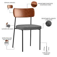 Kit 06 Cadeiras Sala De Jantar L02 Camel Cinza Escuro - 6