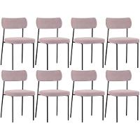 Kit 08 Cadeiras Sala De Jantar L02 Suede Rosê - 1