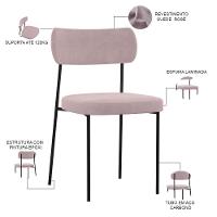 Kit 08 Cadeiras Sala De Jantar L02 Suede Rosê - 6