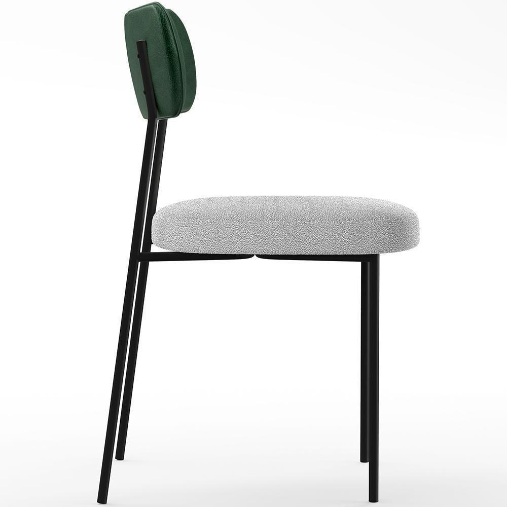 Kit 04 Cadeiras Sala De Jantar L02 Verde Musgo Bouclê Cinza - 5