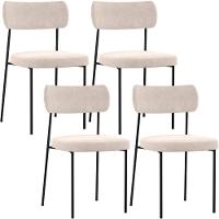 Kit 04 Cadeiras Para Sala De Jantar L02 Suede Bege - 1