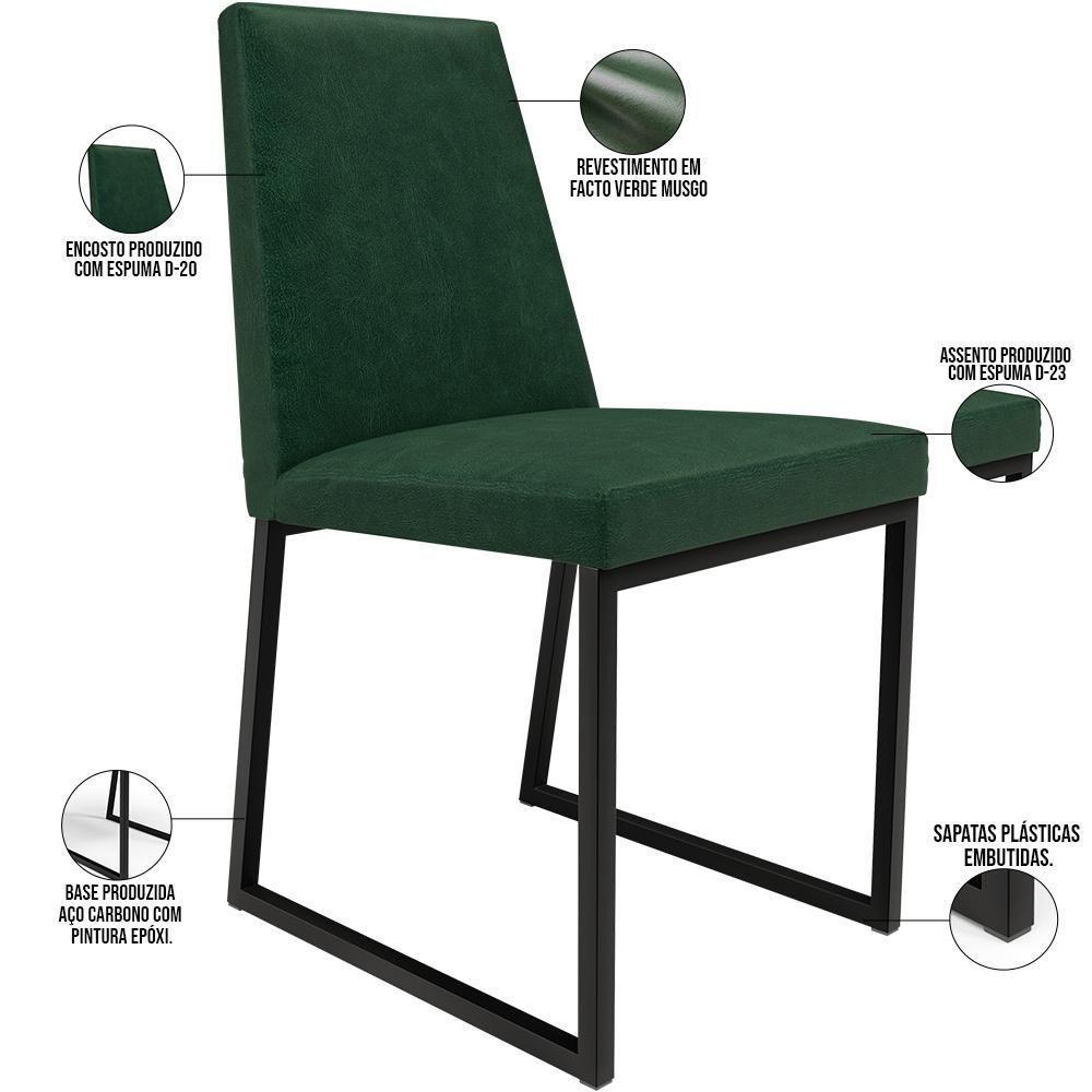 Kit 08 Cadeiras Sala De Jantar L02 Verde Musgo - 6
