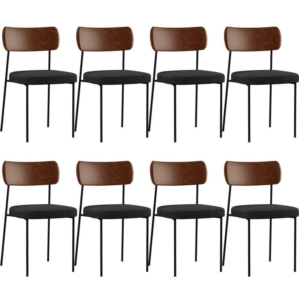 Kit 08 Cadeiras Para Sala De Jantar Melina L02 Marrom Chumbo - 1