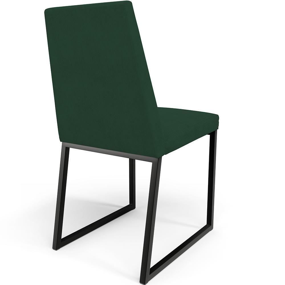 Kit 02 Cadeiras Sala Jantar Preto L02 Suede Verde Musgo - 3