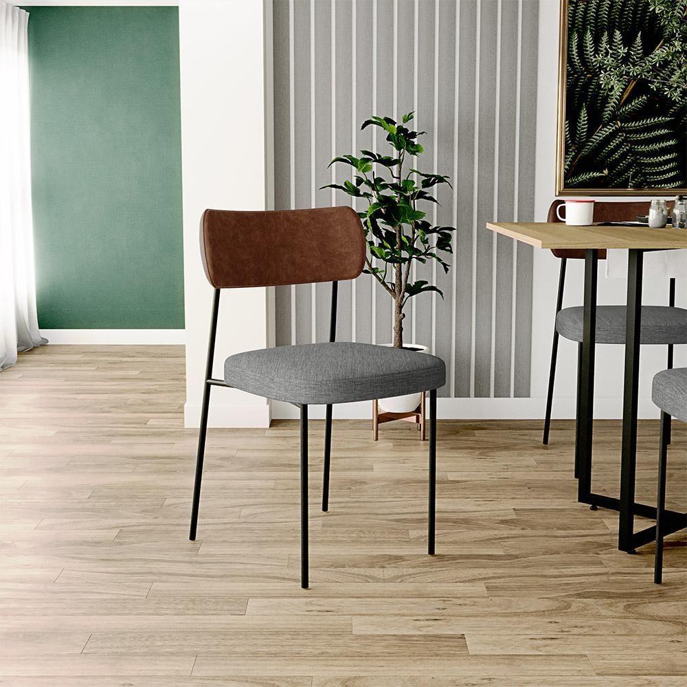 Kit 08 Cadeiras Sala De Jantar L02 Marrom Cinza Escuro - 7