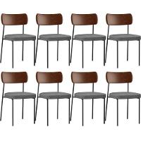 Kit 08 Cadeiras Sala De Jantar L02 Marrom Cinza Escuro - 1