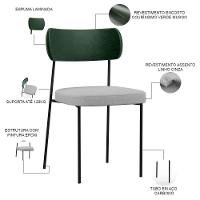 Kit 08 Cadeiras Para Sala De Jantar L02 Verde Musgo Cinza - 6