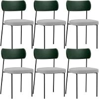 Kit 06 Cadeiras Sala De Jantar L02 Verde Musgo Cinza - 1