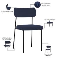 Kit 06 Cadeiras Sala De Jantar L02 Suede Azul Marinho - 6