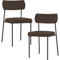 Kit 02 Cadeiras Sala De Jantar L02 Suede Marrom - 1