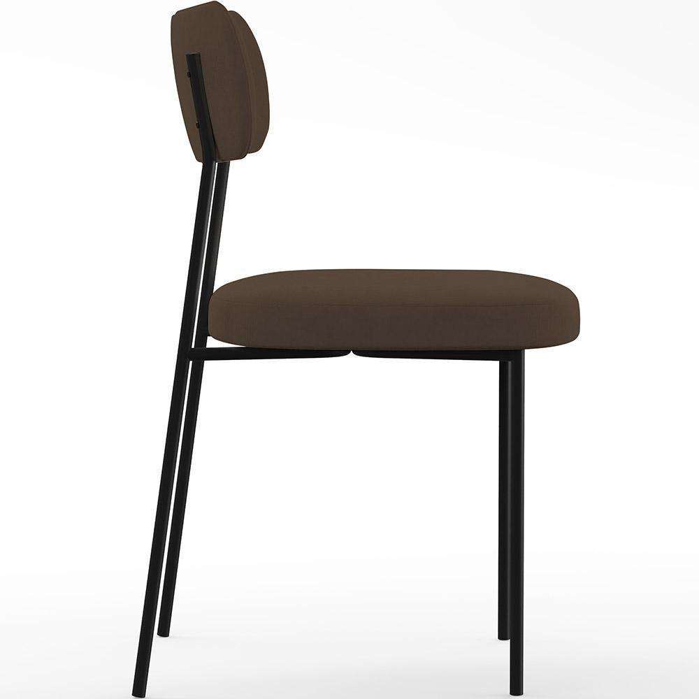 Kit 04 Cadeiras Para Sala De Jantar L02 Suede Marrom - 5