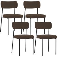 Kit 04 Cadeiras Para Sala De Jantar L02 Suede Marrom - 1
