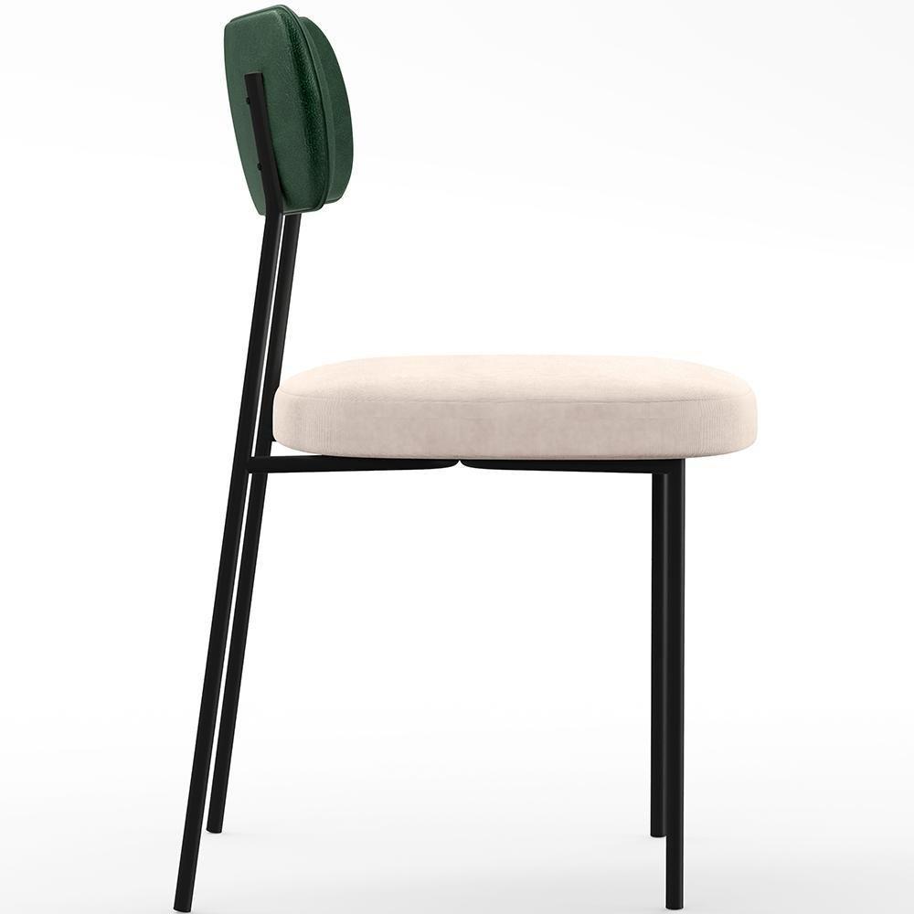 Kit 08 Cadeiras Para Sala De Jantar L02 Verde Musgo Bege - 4