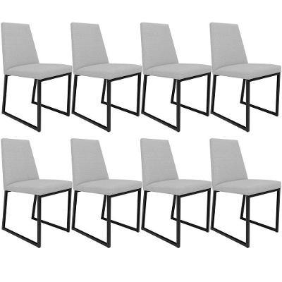 Kit 08 Cadeiras Sala De Jantar L02 Cinza
