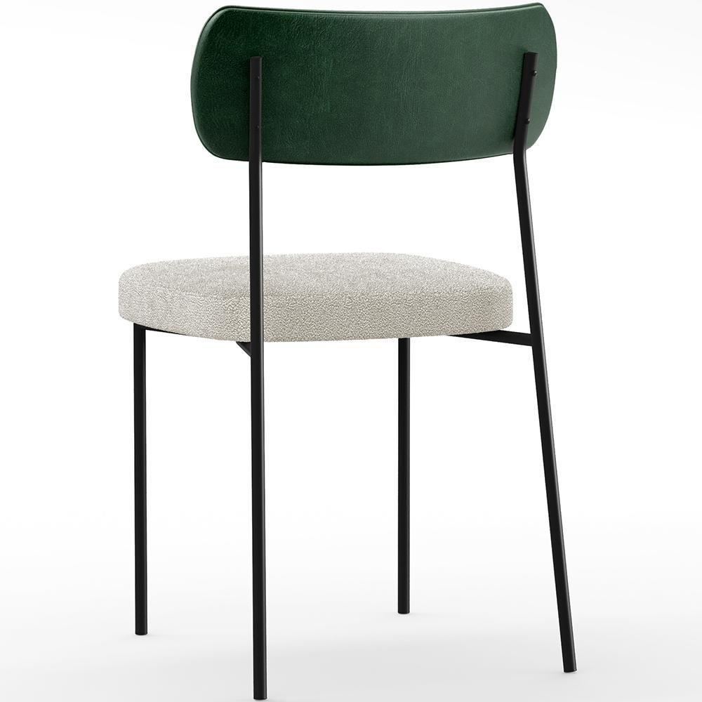Kit 06 Cadeiras Sala De Jantar L02 Verde Musgo Bouclê Creme - 4