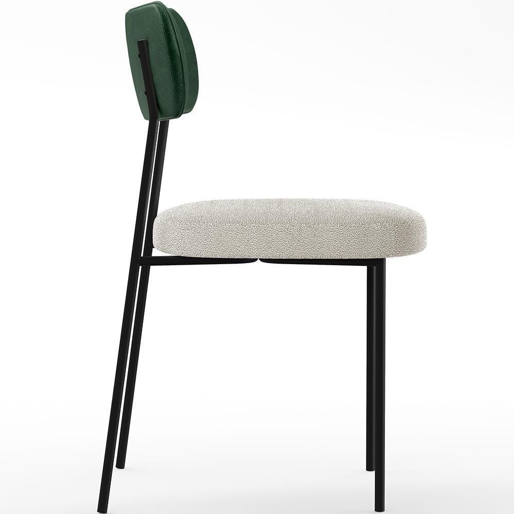 Kit 06 Cadeiras Sala De Jantar L02 Verde Musgo Bouclê Creme - 5