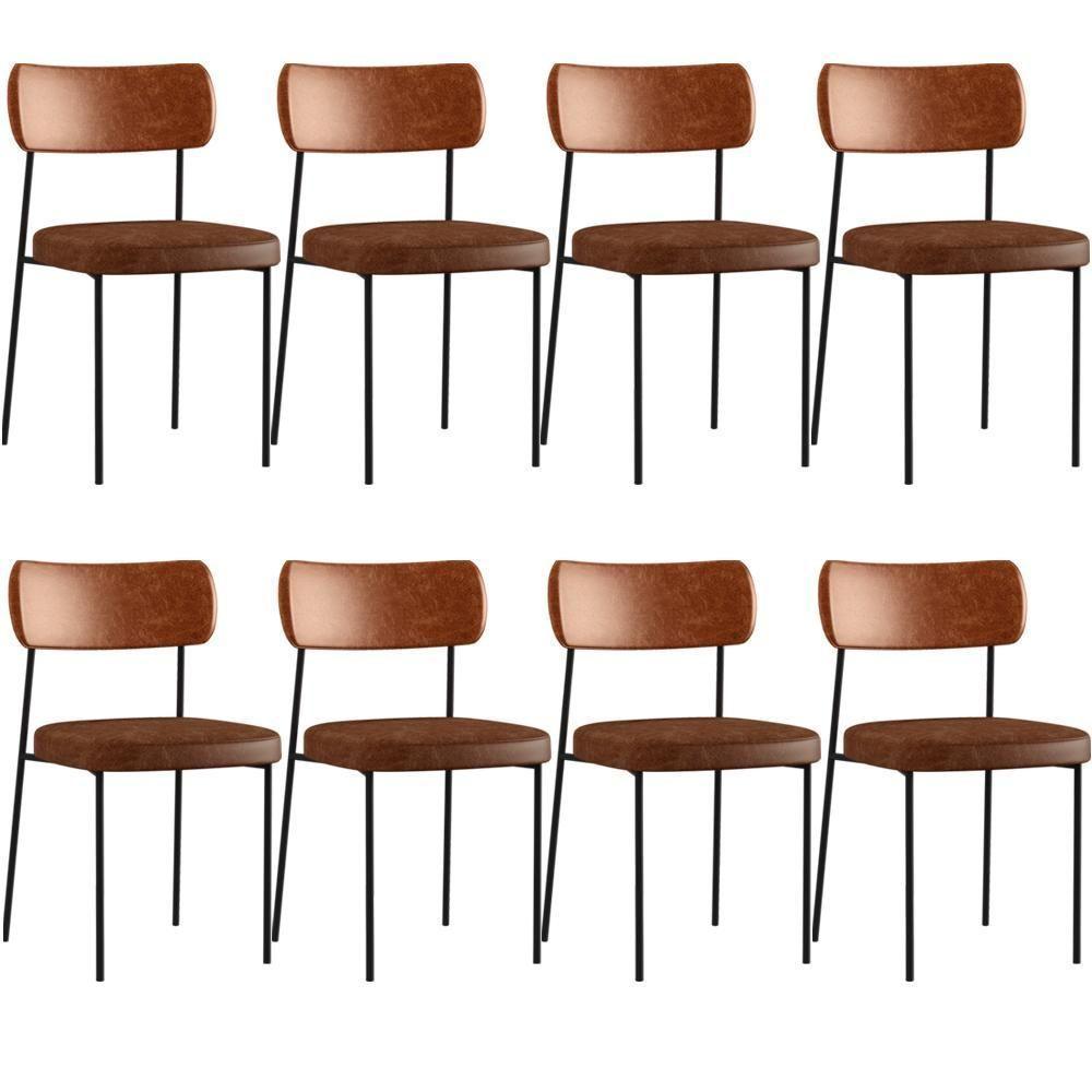 Kit 08 Cadeira Para Sala De Jantar Melina L02 Camel Marrom - 1