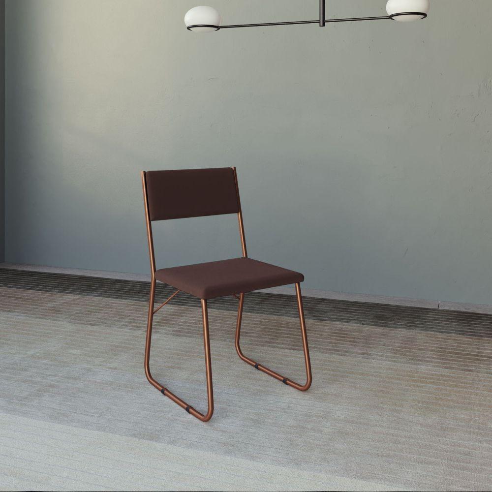 Kit 4 Cadeiras De Jantar Estofadas Angra - Cobre E Marrom - Cor: Marrom - 4