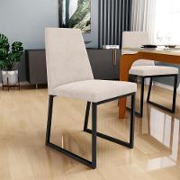 Kit 08 Cadeiras Sala De Jantar Preto L02 Suede Bege - 1