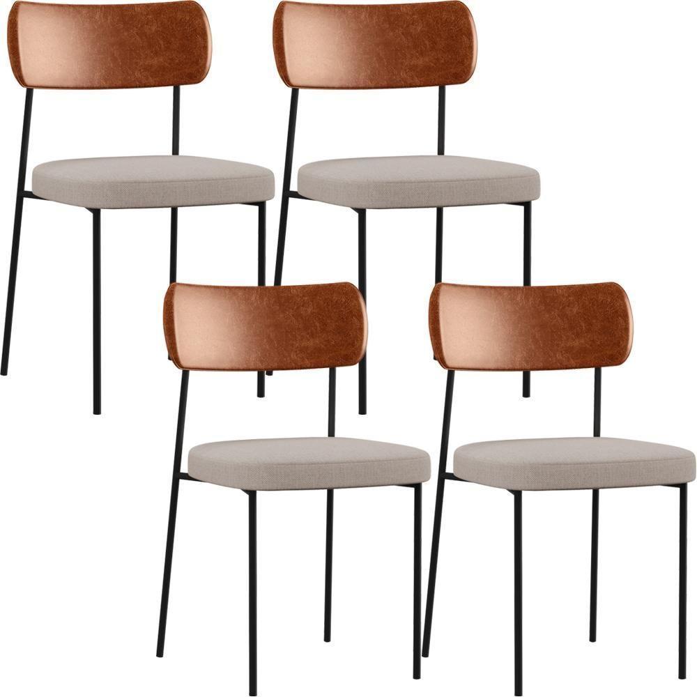 Kit 04 Cadeiras Para Sala De Jantar Melina L02 Camel Bege - 1