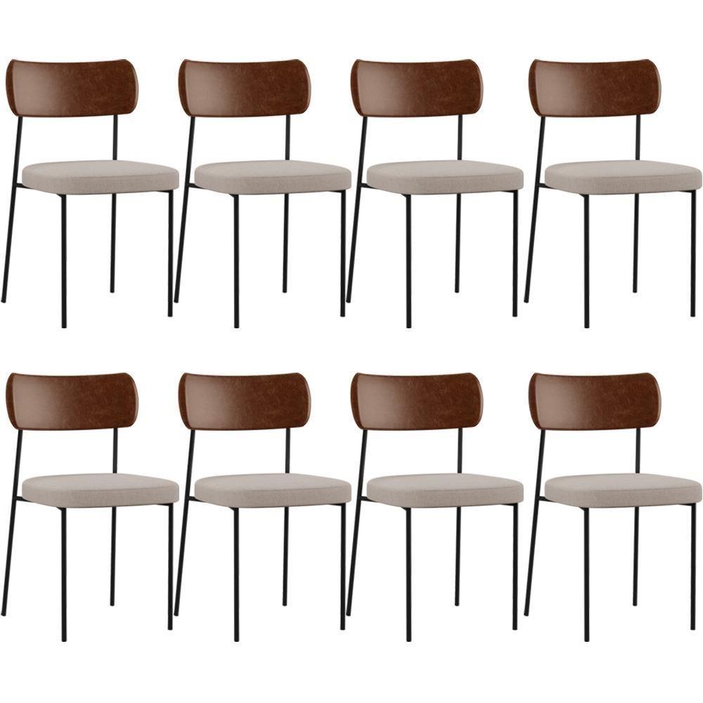 Kit 08 Cadeiras Para Sala De Jantar Melina L02 Marrom Bege - 1
