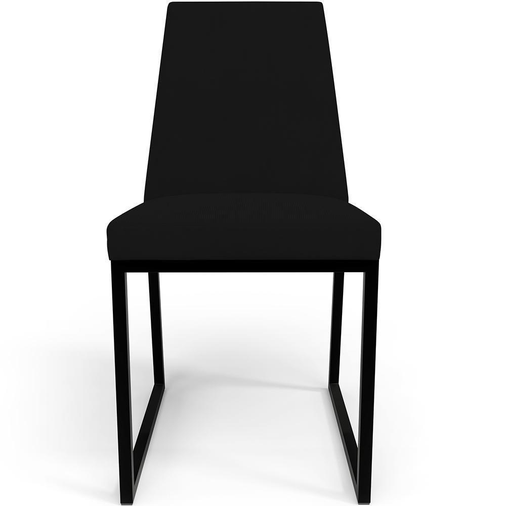 Kit 04 Cadeiras Sala De Jantar Preto L02 Suede Preto - 3