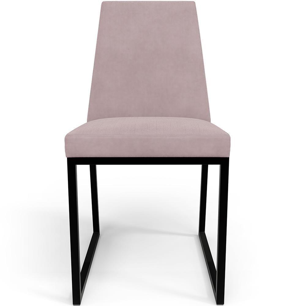Kit 04 Cadeiras Sala De Jantar Preto L02 Suede Rosê - 3